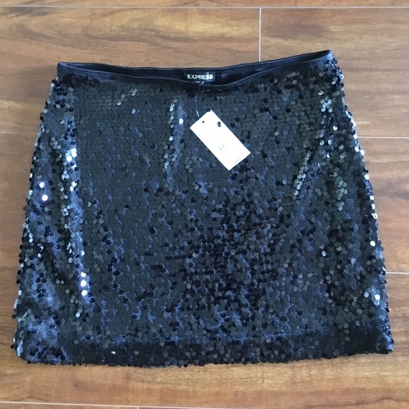 Express Black Sequined Mini Skirt