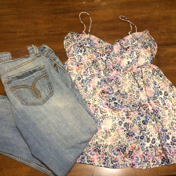 BUNDLE CANDIES SUMMER small TOP & size 3 CAPRIS