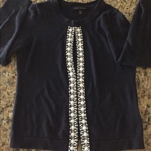 Banana republic Navy cardigan with white sequence
