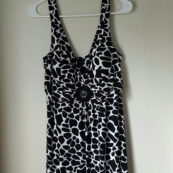 Black & White Print Maxi Floor Length Dress