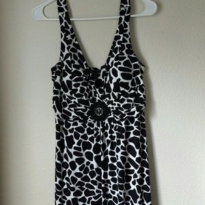 Black & White Print Maxi Floor Length Dress