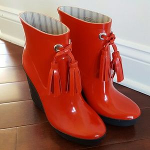 Coach wedge rain booties size 8