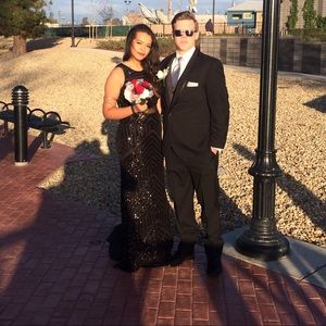 GLAMOROUS Full Sequin Mermaid Tail Dress w/ Strip