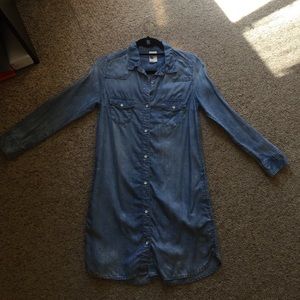 Denim button up dress.