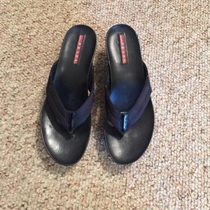 Prada black wedges.