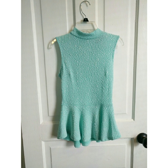 Mint Peplum Mockneck Top