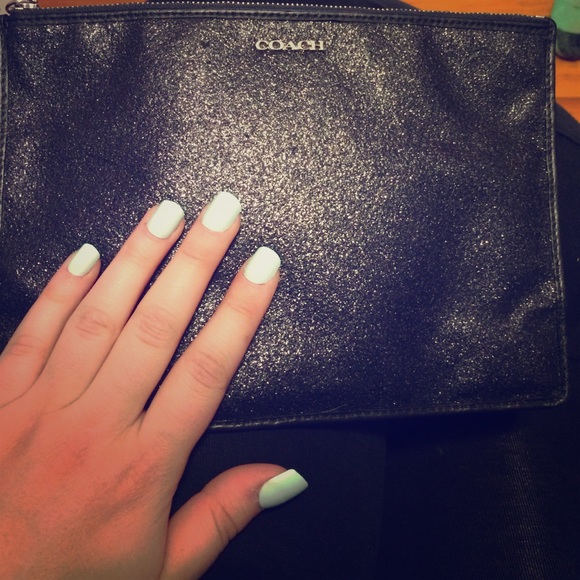 Black glitter coach clutch make up bag