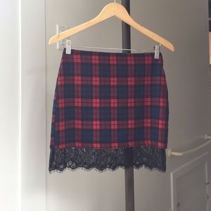 LF plaid skirt with black lace