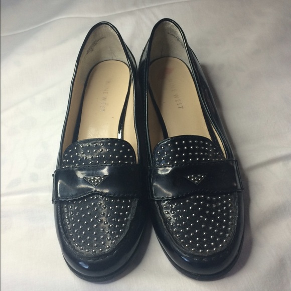 Nine West Black Studded Loafers