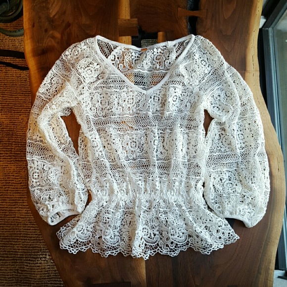 Free People Tops - Free People White Lace Blouse