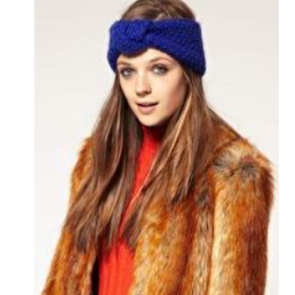 Cobalt Blue Knit Headband with Knot
