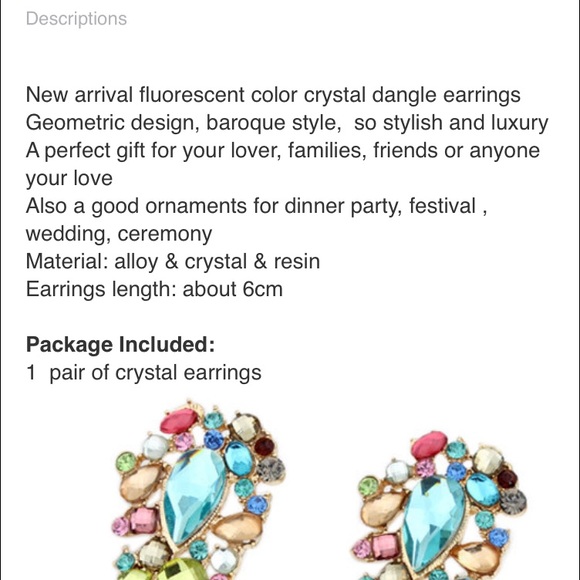 💎Colorful crystal dangle earrings 💎 - Picture 3 of 4