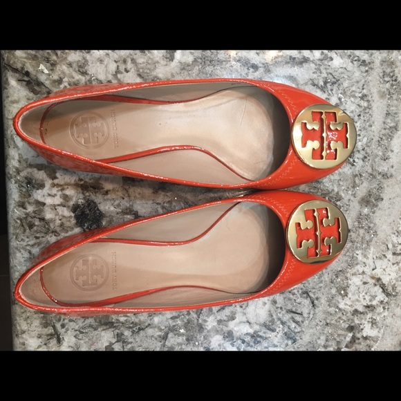Tory burch Reva flats orange Sz 8.5 - Picture 1 of 3