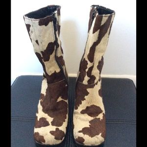 Calf Hair Cow Print Boots