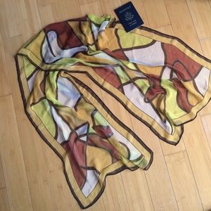Earth Tone Color Block Crepe Scarf