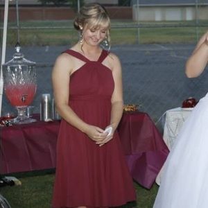 Short Crinkle Chiffon Bridesmaid Dress with Halter