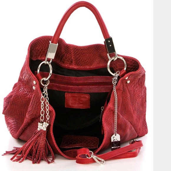 🎉HOST PICK🎉Red Italian Leather Tassel Bag❤️ - Picture 2 of 4