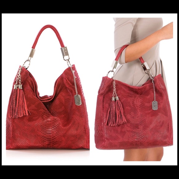 🎉HOST PICK🎉Red Italian Leather Tassel Bag❤️ - Picture 3 of 4