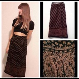 Vintage Black and Gold Maxi Skirt