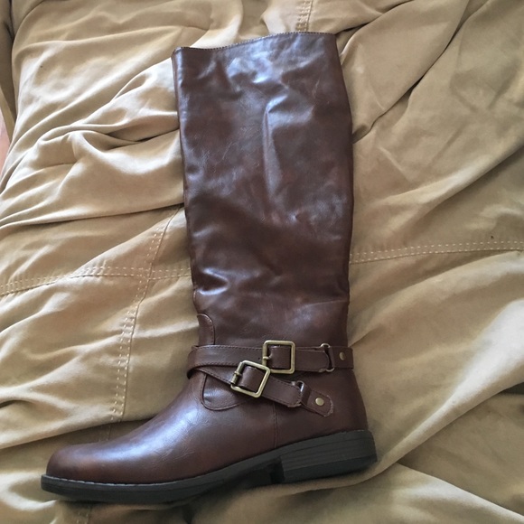Knee high cognac boots