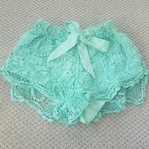 Turquoise lace shorts