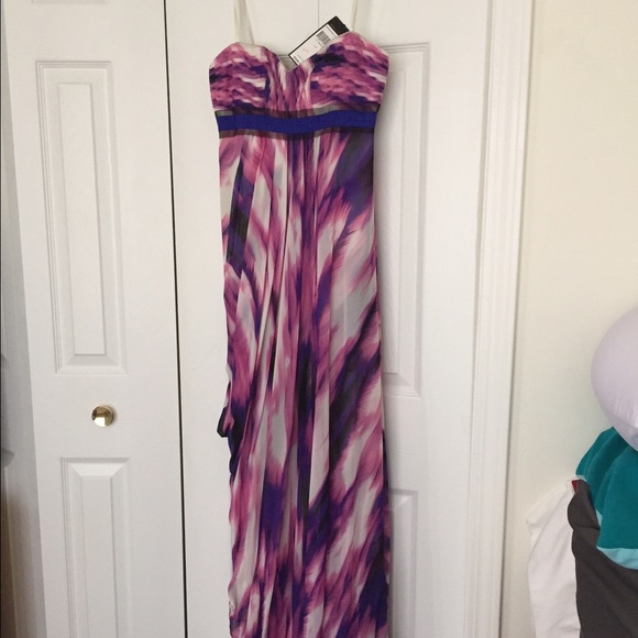 BCBGMAXAZRIA Silk Chiffon Strapless Maxi Dress - Picture 2 of 4
