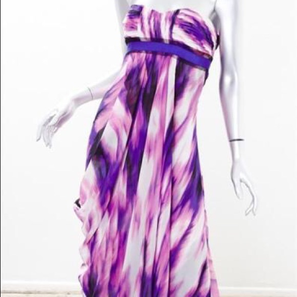 BCBGMAXAZRIA Silk Chiffon Strapless Maxi Dress - Picture 3 of 4