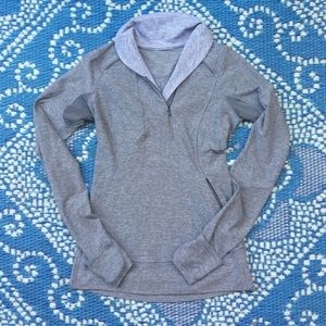 Lululemon Grey and White Half-Zip Jacket