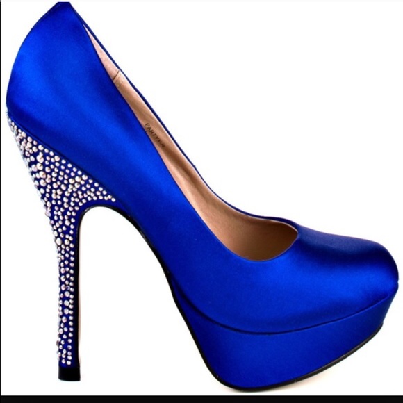 Blue satin shoes
