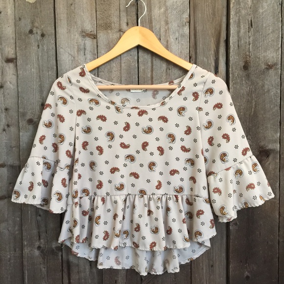 Paisley Print Peplum Crop Top
