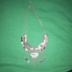 silver tribal statement necklace