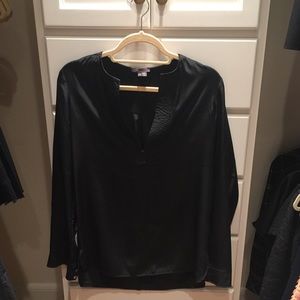Vince long sleeve silk tunic top- deep V- 6