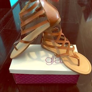Glaze gladiator brown sandals sz 7