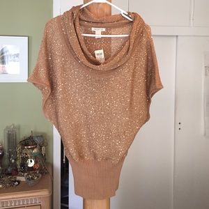 Arden B gold sequined cowel neck festive sweater