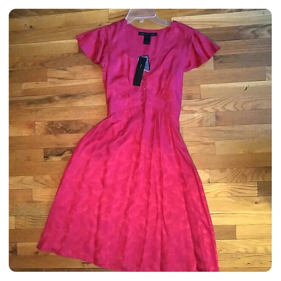 Marc by Marc Jacobs fuschia silk brocade midlength