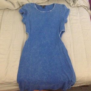Blue semi acid wash tight mini dress