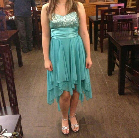Teal homecoming dress high-low