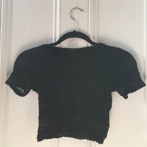 Topshop || Lacy Black Crop Top
