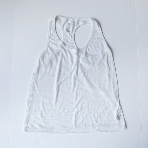 Old Navy Workout White Striped Sheer Racerback