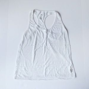Old Navy Workout White Striped Sheer Racerback