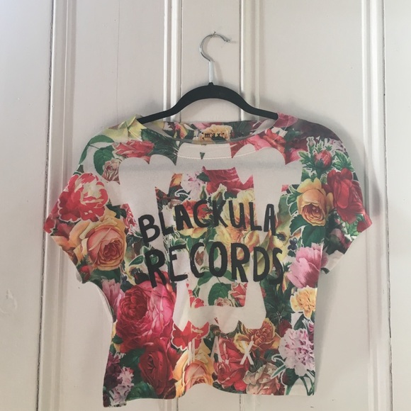 Blackula Records Floral Crop Top
