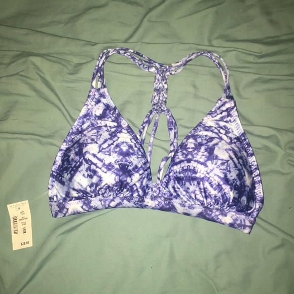 NWT Blue Tie Dye Macrame Swim Top
