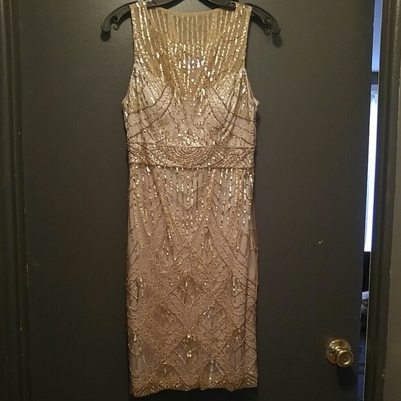 Beaded champagne and silver sue Wong dress