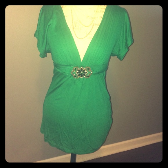 Green jewel embellished top - Picture 1 of 3