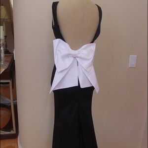 Black and white gown.