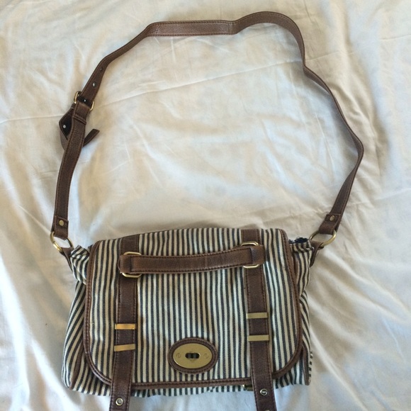 Striped Double Strapped Satchel