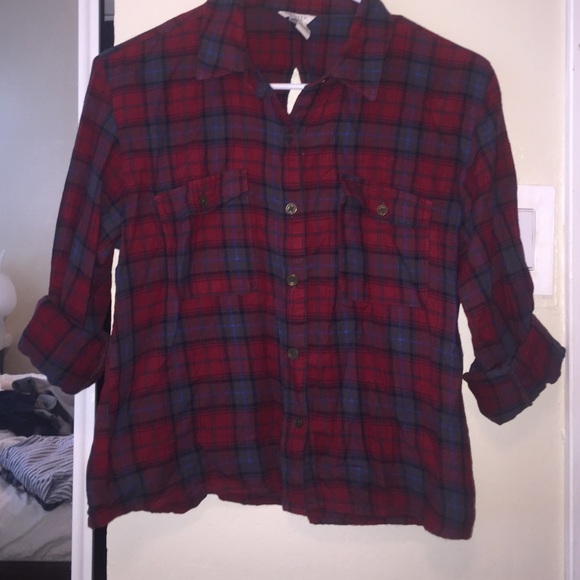 Open back crop flannel