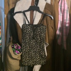 Bustier sm stretch Push Up String top Leopard!