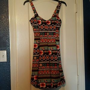 Medium Papaya Aztec Print Skater Dress