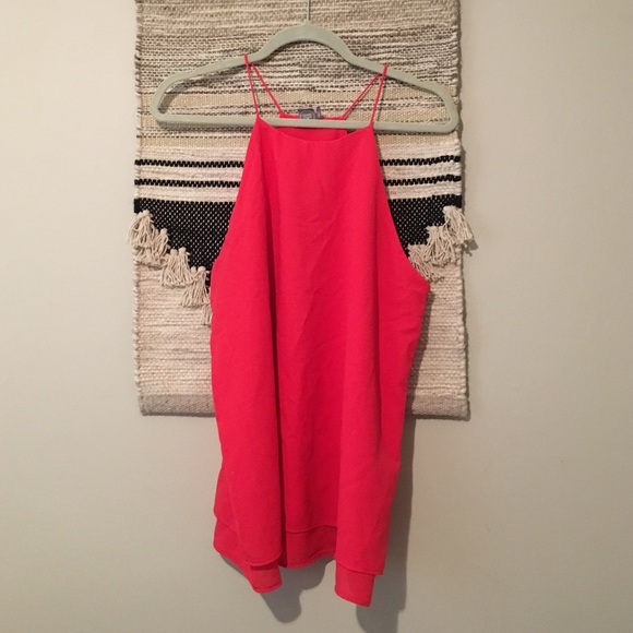 Red, high neckline tank top